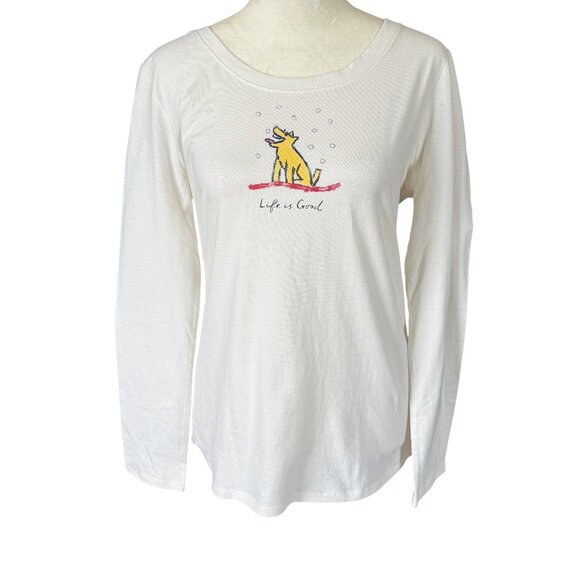 Life is Good winter rocket cream colored long sleeve round neck sleep shirt S - Picture 1 of 7